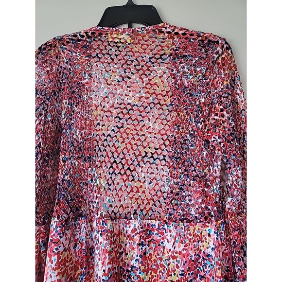 Liz Lange 2 Piec Blouse SzL Bubble Gum Confetti Camisole & Duster Croquet Sleeve - Picture 6 of 16